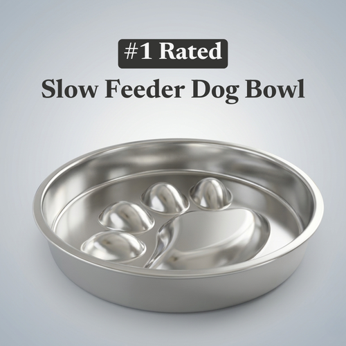 Stainless steel slow feeder dog bowl